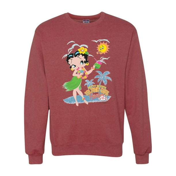 Wild Bobby Betty Boop Island Girl Paradise Betty Boop Unisex Crewneck Sweatshirt Vintage Heather Red Small Walmart Business Supplies