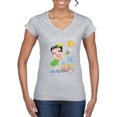 thumbnail image 1 of Wild Bobby Betty Boop Island Girl Paradise Betty Boop Women’s Standard V-Neck Tee, Heather Grey, X-Large, 1 of 5