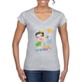 thumbnail image 1 of Wild Bobby Betty Boop Island Girl Paradise Betty Boop Women’s Standard V-Neck Tee, Heather Grey, XX-Large, 1 of 5