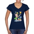 thumbnail image 1 of Wild Bobby Betty Boop Island Girl Paradise Betty Boop Women’s Standard V-Neck Tee, Navy, XX-Large, 1 of 5