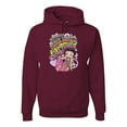 thumbnail image 1 of Wild Bobby Betty Boop Peace, Love and Girl Power Betty Boop Unisex Hoodie Sweatshirt, Maroon, X-Large, 1 of 5