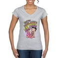 thumbnail image 1 of Wild Bobby Betty Boop Peace, Love and Girl Power Betty Boop Women’s Standard V-Neck Tee, Heather Grey, XX-Large, 1 of 5