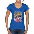 thumbnail image 1 of Wild Bobby Betty Boop Peace, Love and Girl Power Betty Boop Women’s Standard V-Neck Tee, Royal, Medium, 1 of 5