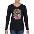 thumbnail image 1 of Wild Bobby Betty Boop Peace, Love and Girl Power Betty Boop Womens Long Sleeve T-Shirt, Black, Small, 1 of 5