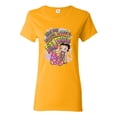 thumbnail image 1 of Wild Bobby Betty Boop Peace, Love and Girl Power Betty Boop Womens T-Shirt, Gold, XX-Large, 1 of 5