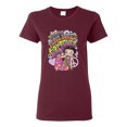 thumbnail image 1 of Wild Bobby Betty Boop Peace, Love and Girl Power Betty Boop Womens T-Shirt, Maroon, 3X-Large, 1 of 5