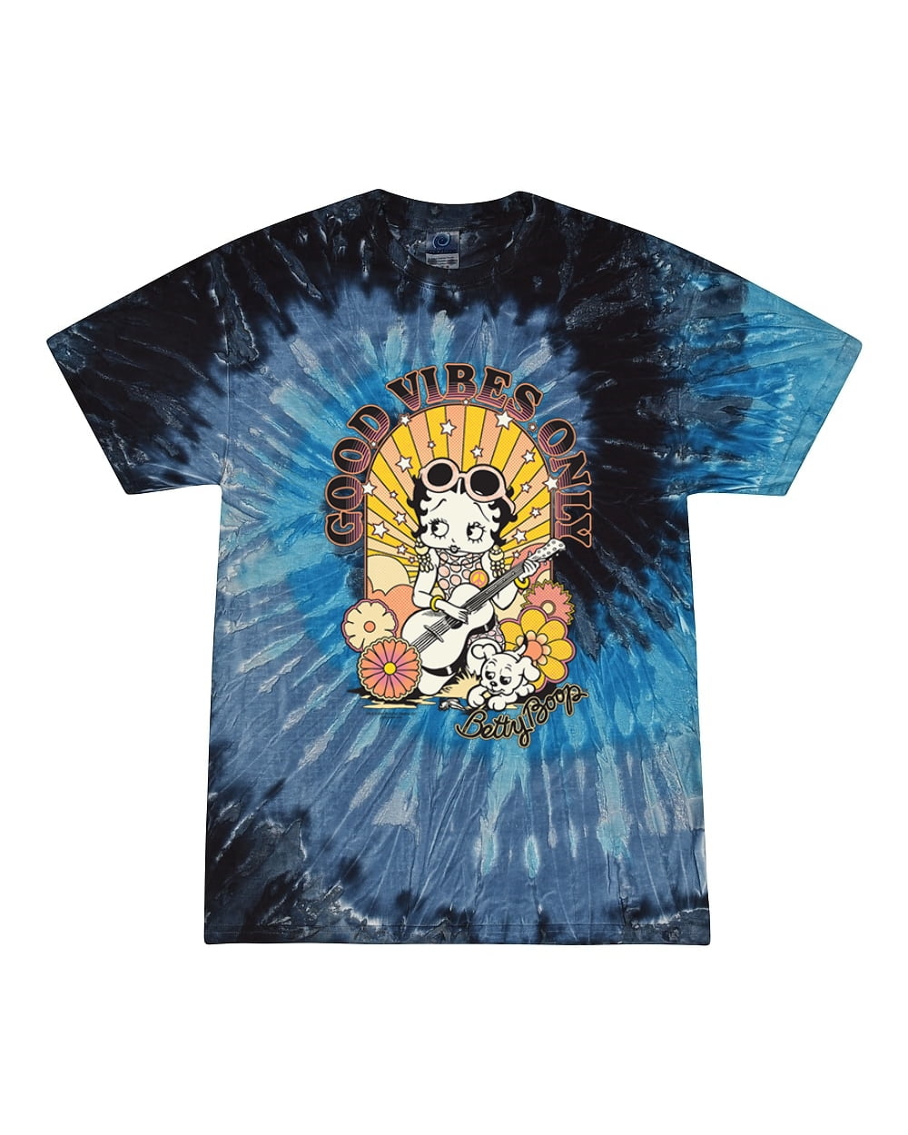 Wild Bobby Betty Boop Pudgy Good Vibes Only Betty Boop Tie-Dye T-Shirt, Evening Sky, Large ...