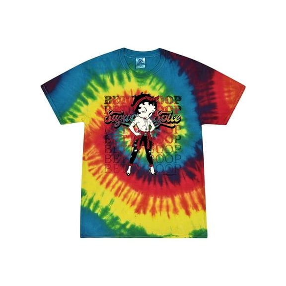 Wild Bobby Betty Boop Sugar and Spice Wink Betty Boop Tie-Dye T-Shirt, Reactive Rainbow, Small