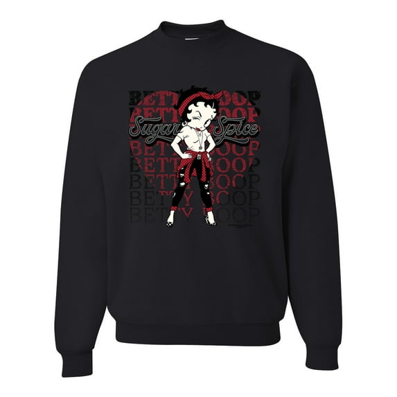 Wild Bobby, Betty Boop Sugar and Spice Wink Betty Boop Unisex Crewneck Sweatshirt, Black, Small