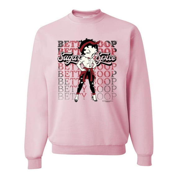 Wild Bobby, Betty Boop Sugar and Spice Wink Betty Boop Unisex Crewneck Sweatshirt, Light Pink, XX-Large