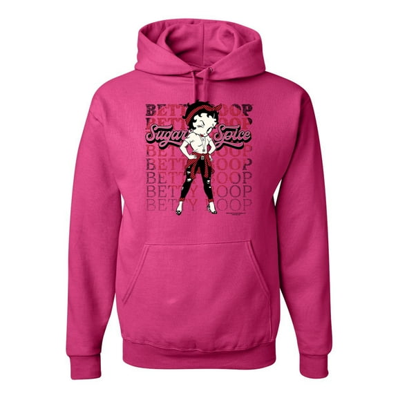 Wild Bobby, Betty Boop Sugar and Spice Wink Betty Boop Unisex Hoodie Sweatshirt, Fuschia, X-Large