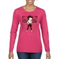 thumbnail image 1 of Wild Bobby Betty Boop Sugar and Spice Wink Betty Boop Womens Long Sleeve T-Shirt, Fuschia, Large, 1 of 5