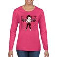 thumbnail image 1 of Wild Bobby Betty Boop Sugar and Spice Wink Betty Boop Womens Long Sleeve T-Shirt, Fuschia, XX-Large, 1 of 5