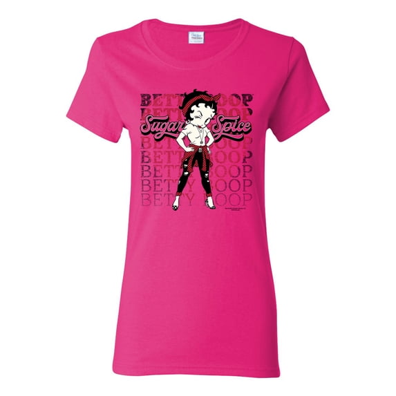 Wild Bobby Betty Boop Sugar and Spice Wink Betty Boop Womens T-Shirt, Fuschia, X-Large