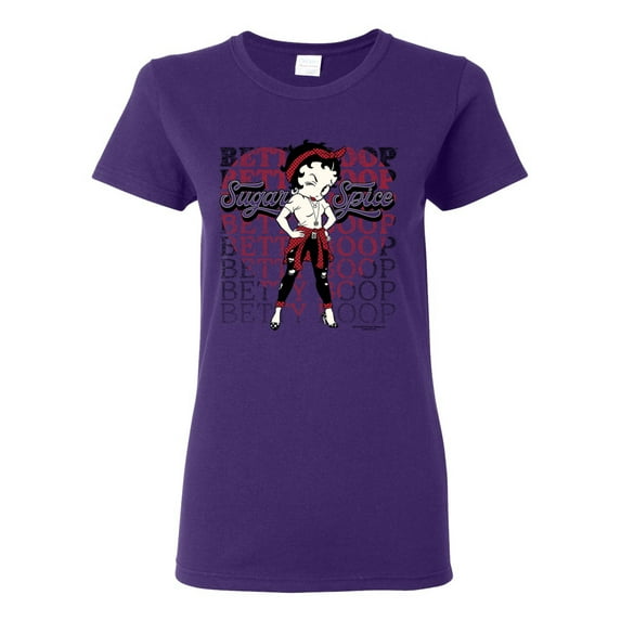 Wild Bobby Betty Boop Sugar and Spice Wink Betty Boop Womens T-Shirt, Purple, 3X-Large