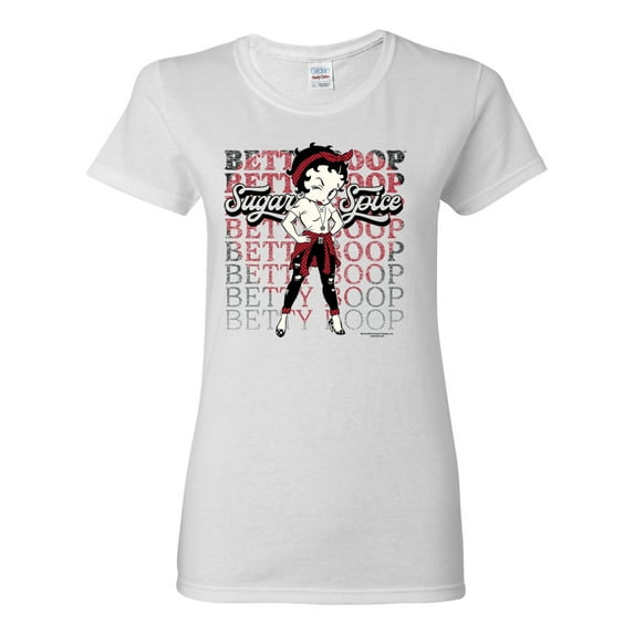 Wild Bobby Betty Boop Sugar and Spice Wink Betty Boop Womens T-Shirt, White, 3X-Large