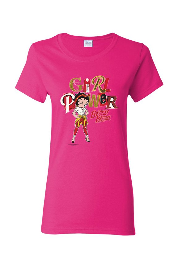 Betty Boop Winking Girl Power Femenist Betty Boop Womens T-Shirt, Fuschia, 3X-Large