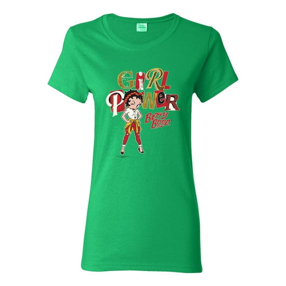 Wild Bobby Betty Boop Winking Girl Power Femenist Betty Boop Womens T-Shirt, Kelly, 3X-Large