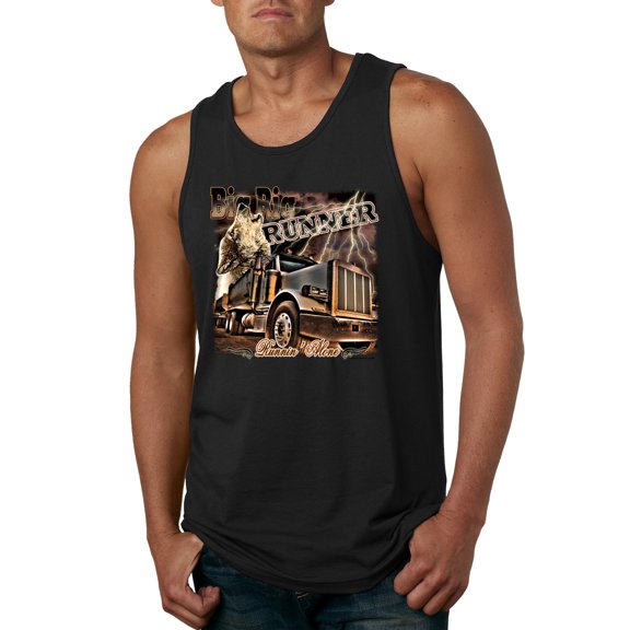 Wild Bobby, Big Rig Runner Trailer Truck Runnin Alone, Cars and Trucks, Men Graphic Tank Top, Black, XX-Large
