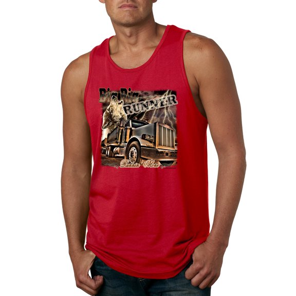 Wild Bobby, Big Rig Runner Trailer Truck Runnin Alone, Cars and Trucks, Men Graphic Tank Top, Red, X-Large