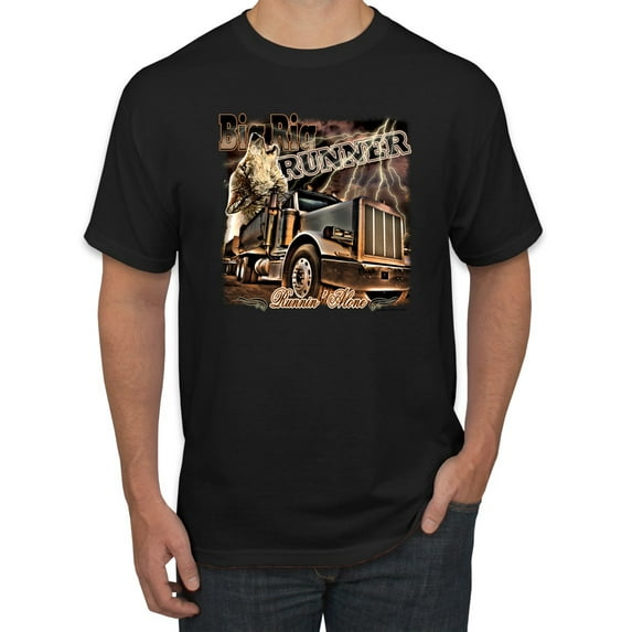 Wild Bobby, Big Rig Runner Trailer Truck Runnin Alone, Cars and Trucks, Men Graphic Tee, Black, Small