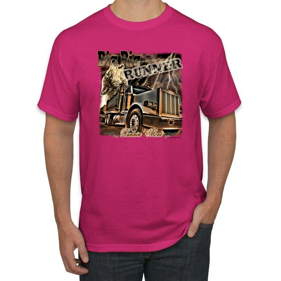 Wild Bobby, Big Rig Runner Trailer Truck Runnin Alone, Cars and Trucks, Men Graphic Tee, Fuschia, Large