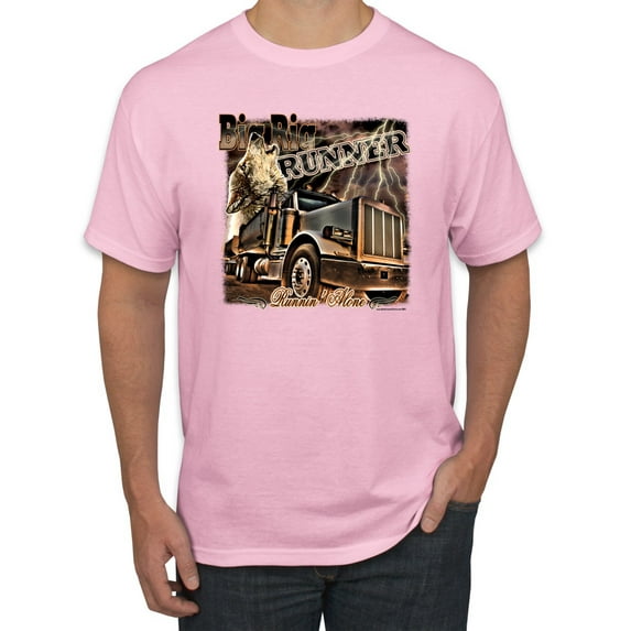 Wild Bobby, Big Rig Runner Trailer Truck Runnin Alone, Cars and Trucks, Men Graphic Tee, Light Pink, X-Large