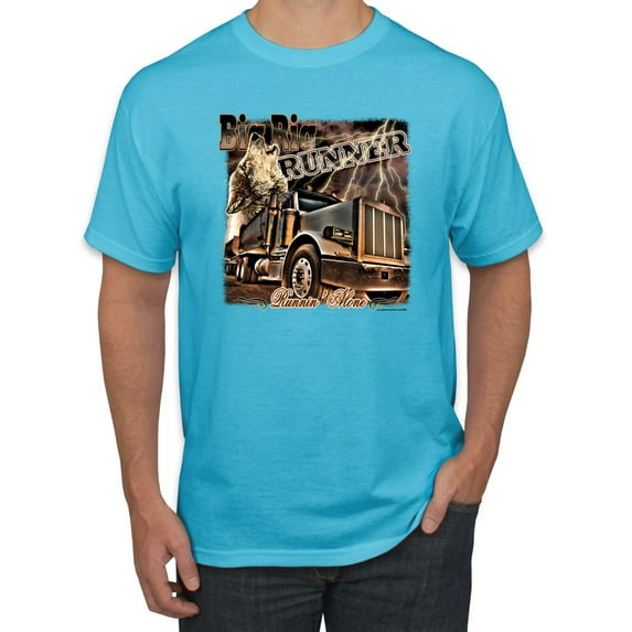 Wild Bobby, Big Rig Runner Trailer Truck Runnin Alone, Cars and Trucks, Men Graphic Tee, Light Turquoise, 3X-Large