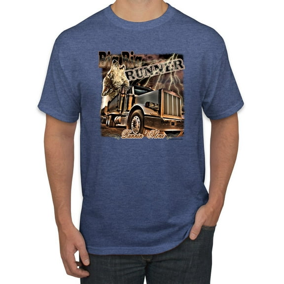 Wild Bobby, Big Rig Runner Trailer Truck Runnin Alone, Cars and Trucks, Men Graphic Tee, Vintage Heather Blue, Medium