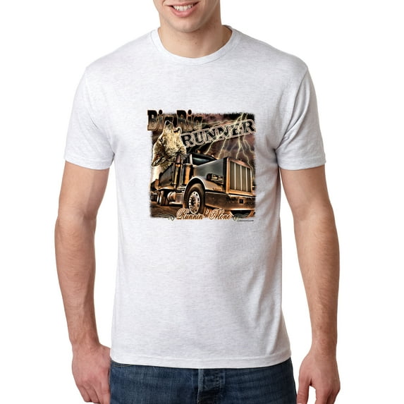 Wild Bobby, Big Rig Runner Trailer Truck Runnin Alone, Cars and Trucks, Men Premium Tri Blend Tee, Heather White, Medium