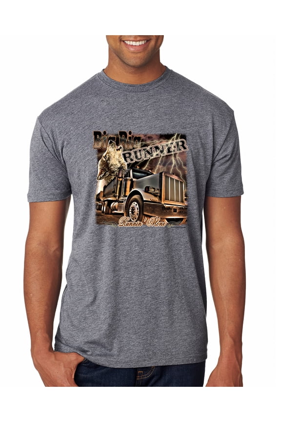 , Big Rig Runner Trailer Truck Runnin Alone, Cars and Trucks, Men Premium Tri Blend Tee, Premium Heather, Small