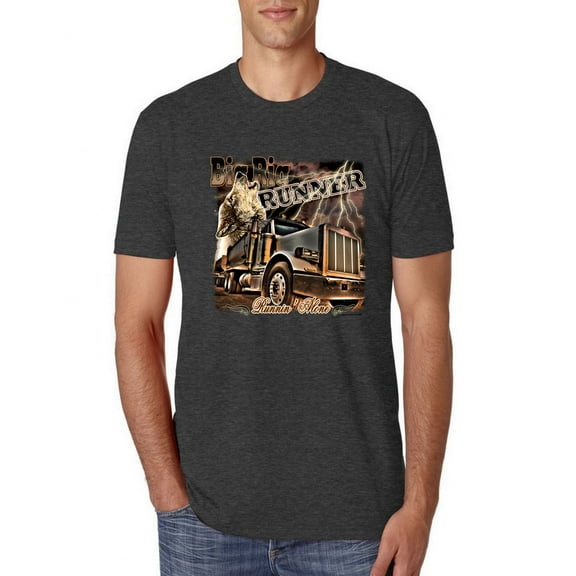 Wild Bobby, Big Rig Runner Trailer Truck Runnin Alone, Cars and Trucks, Men Premium Tri Blend Tee, Vintage Black, Medium