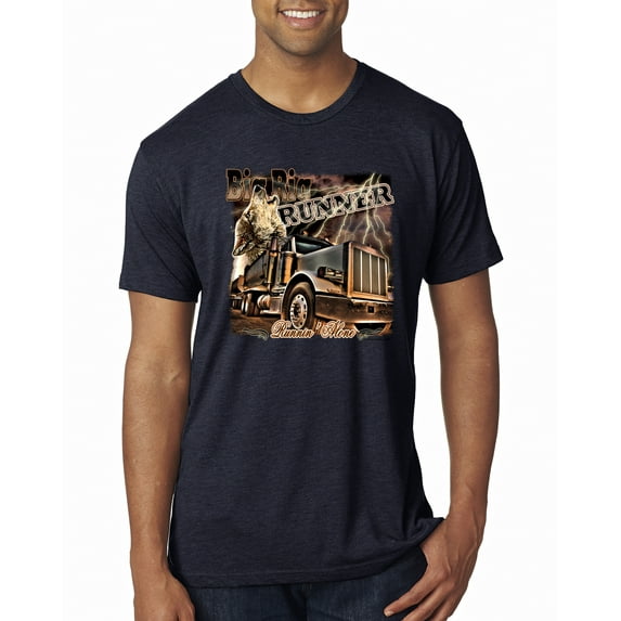 Wild Bobby, Big Rig Runner Trailer Truck Runnin Alone, Cars and Trucks, Men Premium Tri Blend Tee, Vintage Navy, Small
