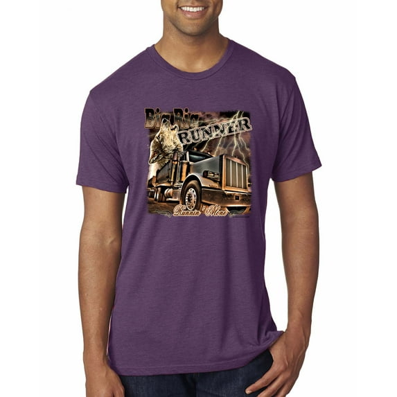 Wild Bobby, Big Rig Runner Trailer Truck Runnin Alone, Cars and Trucks, Men Premium Tri Blend Tee, Vintage Purple, Medium