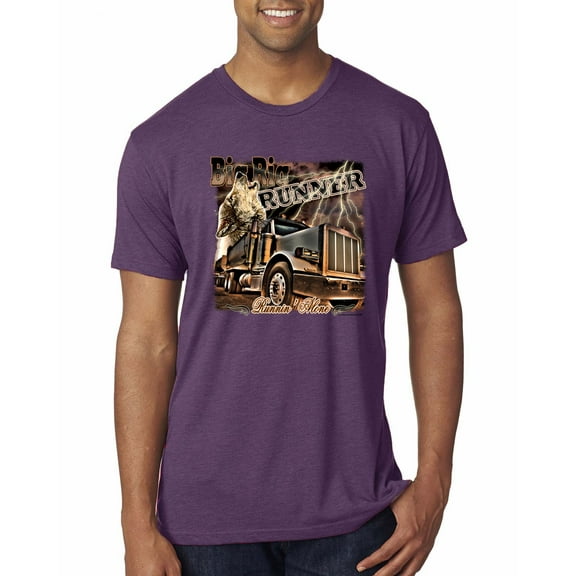 Wild Bobby, Big Rig Runner Trailer Truck Runnin Alone, Cars and Trucks, Men Premium Tri Blend Tee, Vintage Purple, Medium