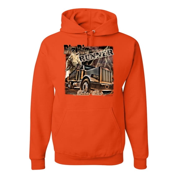 Wild Bobby, Big Rig Runner Trailer Truck Runnin Alone, Cars and Trucks, Unisex Graphic Hoodie Sweatshirt, Orange, 3X-Large