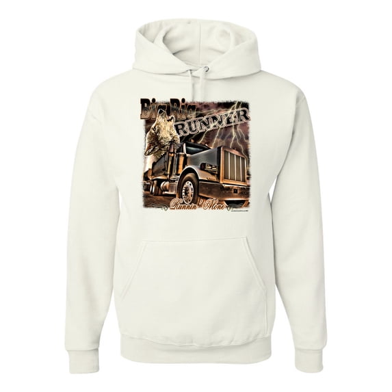 Wild Bobby, Big Rig Runner Trailer Truck Runnin Alone, Cars and Trucks, Unisex Graphic Hoodie Sweatshirt, White, 3X-Large