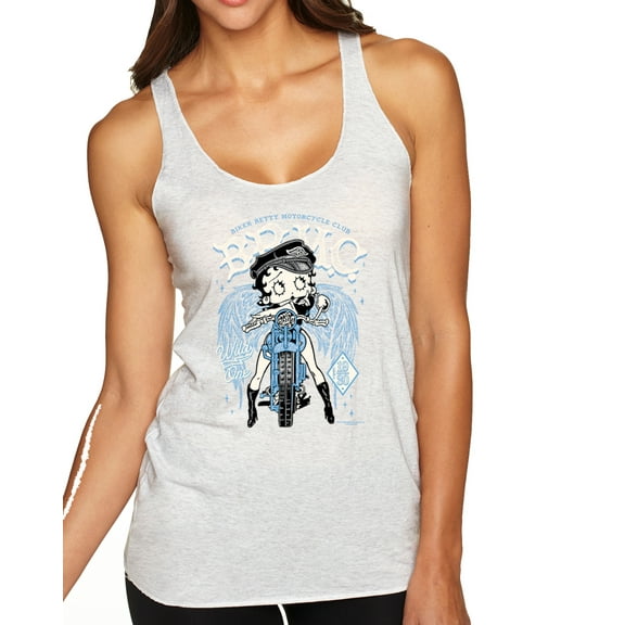 Wild Bobby Biker Betty Boop MC Motorcycle Club 1930 Betty Boop Tri-Blend Racerback Tank Top, Heather White, Small