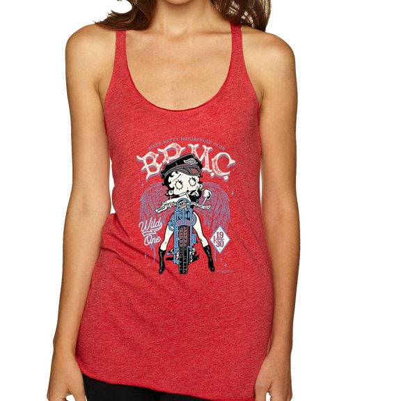 Wild Bobby Biker Betty Boop MC Motorcycle Club 1930 Betty Boop Tri-Blend Racerback Tank Top, Vintage Red, Large