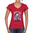 thumbnail image 1 of Wild Bobby Biker Betty Boop MC Motorcycle Club 1930 Betty Boop Women’s Standard V-Neck Tee, Red, Large, 1 of 5