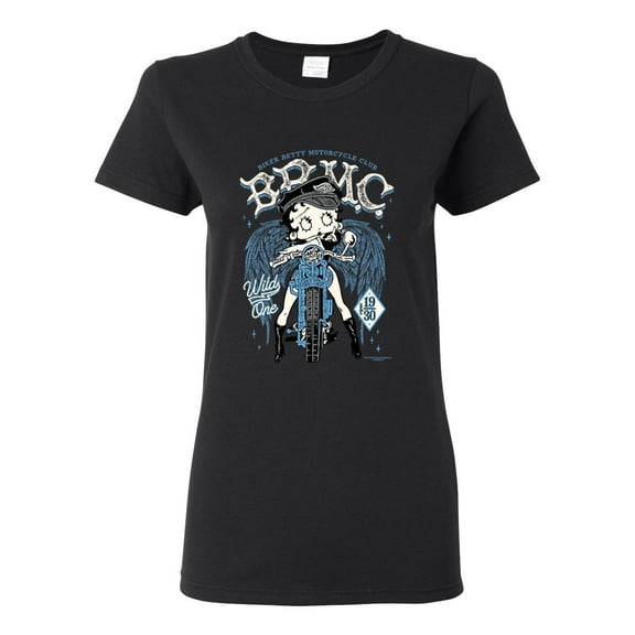 Wild Bobby Biker Betty Boop MC Motorcycle Club 1930 Betty Boop Womens T-Shirt, Black, Small