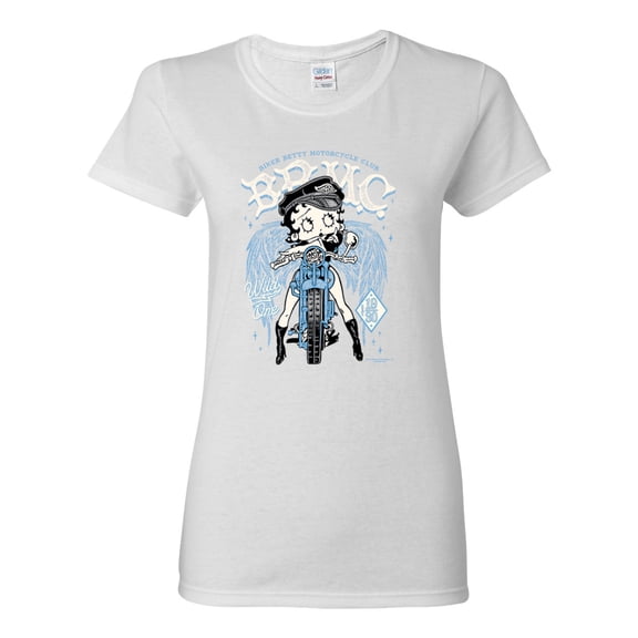 Wild Bobby Biker Betty Boop MC Motorcycle Club 1930 Betty Boop Womens T-Shirt, White, Medium