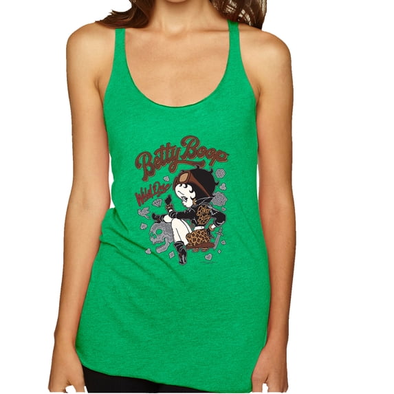 Wild Bobby Biker Betty Boop Wild One MC Motorcycle Betty Boop Tri-Blend Racerback Tank Top, Envy, Medium