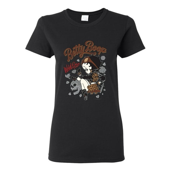 Wild Bobby Biker Betty Boop Wild One MC Motorcycle Betty Boop Womens T-Shirt, Black, Small