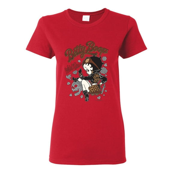 Wild Bobby Biker Betty Boop Wild One MC Motorcycle Betty Boop Womens T-Shirt, Red, X-Large