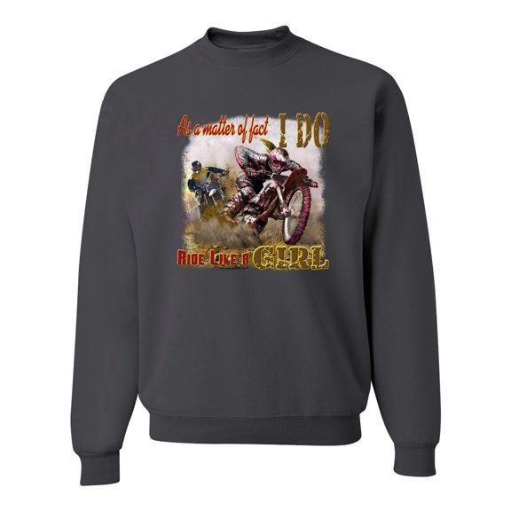 Wild Bobby, Biker Girl t I Do Ride Like A Girl, Cars and Trucks, Unisex Crewneck Graphic Sweatshirt, Charcoal, X-Large