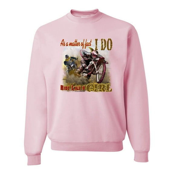 Wild Bobby, Biker Girl t I Do Ride Like A Girl, Cars and Trucks, Unisex Crewneck Graphic Sweatshirt, Light Pink, X-Large