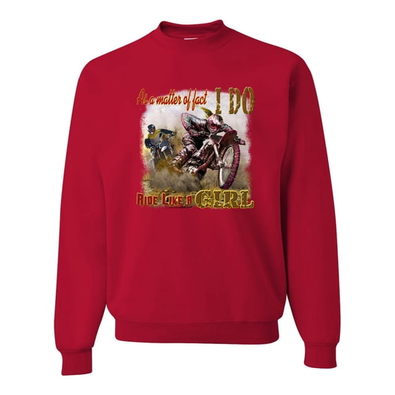 Wild Bobby, Biker Girl t I Do Ride Like A Girl, Cars and Trucks, Unisex Crewneck Graphic Sweatshirt, Red, 4X-Large