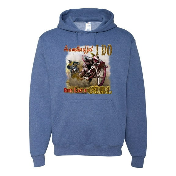 Wild Bobby, Biker Girl t I Do Ride Like A Girl, Cars and Trucks, Unisex Graphic Hoodie Sweatshirt, Vintage Heather Blue, X-Large