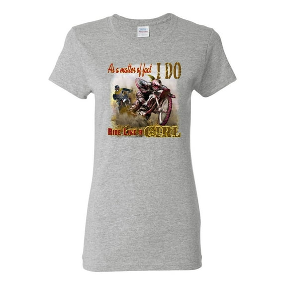 Wild Bobby, Biker Girl t I Do Ride Like A Girl, Cars and Trucks, Women Graphic Tee, Heather Grey, Large